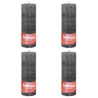 Bolsius Рустик колонни свещи Shine, 4 бр, 190x68 мм, бурно сиво