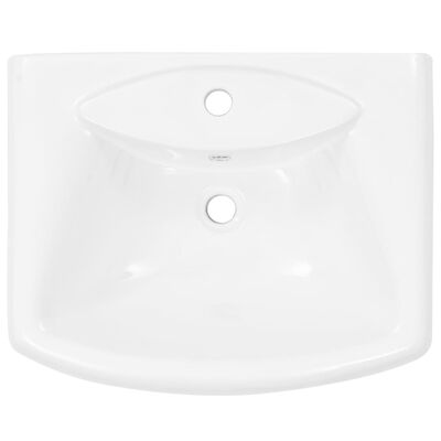 vidaXL Свободностояща мивка с пиедестал керамична бяла 580x470x200 мм