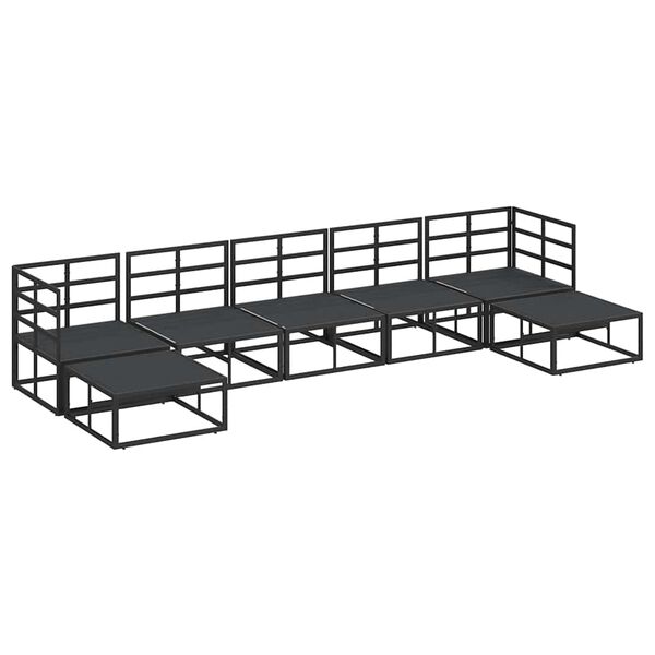 vidaXL Градински Софа Комплект с възглавница Черно Алуминий