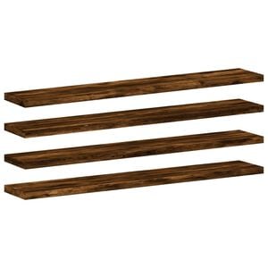 vidaXL Стенни рафтове 4 бр опушен дъб 60x10x1,5 см инженерно дърво