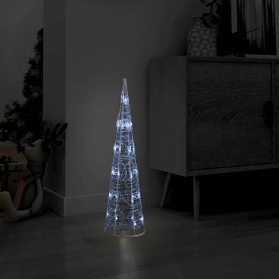 vidaXL Акрилна декоративна пирамида LED светещ конус студено бял 60 см
