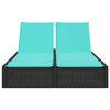vidaXL Двоен шезлонг с възглавници, черен, полиратан