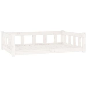vidaXL Кучешко легло, бяло, 105,5x75,5x28 см, борова дървесина масив