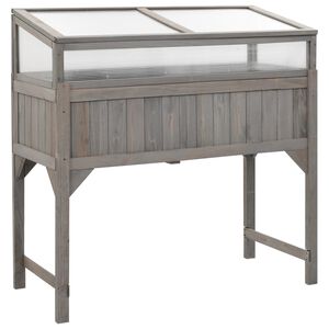 vidaXL Повдигната леха с оранжерия, 110x54x120 см, ела масив