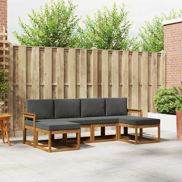 vidaXL Комплект дивани за открито 6 pcs Натурален и Антрацит