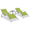 310540 vidaXL Sun Loungers 2 pcs with Table Aluminium Green