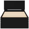 vidaXL Рамка за легло с табла, черна, 90x190 см, инженерно дърво