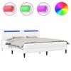 vidaXL Рамка за легло с LED ленти Бяло 180 x 200 cm Изкуствена