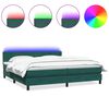 vidaXL Боксспринг легло с матрак и LED, тъмнозелено, 180x220 см, кадифе