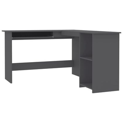 vidaXL Г-образно ъглово бюро, сиво, 120x140x75 см, ПДЧ