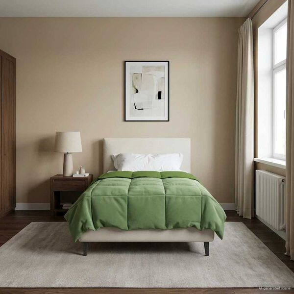 vidaXL Пълно годишно юрганче Патичено Зелен 135 x 200 cm Микрофибър