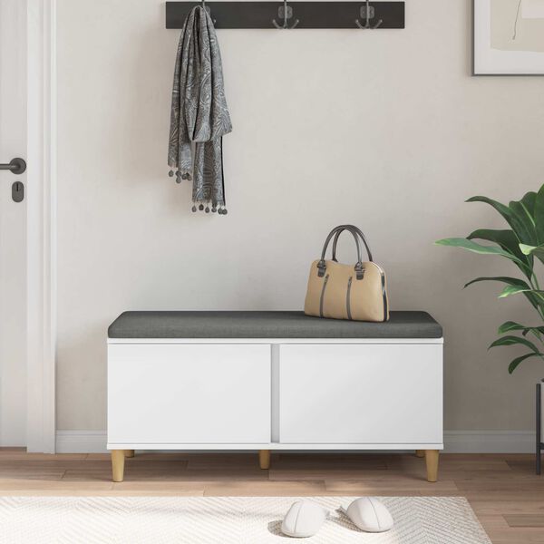 vidaXL Пейка за коридор с възглавница с врата Бяло 100 x 38 x 46 см