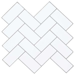 vidaXL Плочка рибена кост 20 pcs Бяло сиво 30 x 30 cm Полиуретан и PET