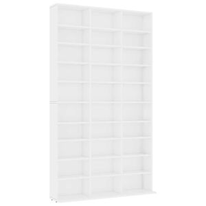 vidaXL Етажерка за компактдискове бяла 102x23x177,5 см инженерно дърво