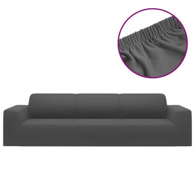 vidaXL Разтеглив калъф за 4-местен диван, антрацит, полиестерно жарсе