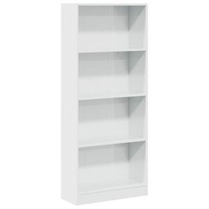 vidaXL Библиотека, бял гланц, 60x24x143 см, инженерно дърво