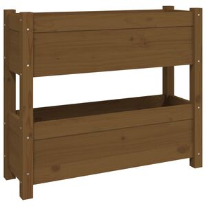 vidaXL Плантер, меденокафяв, 77x25x66 см, борово дърво масив