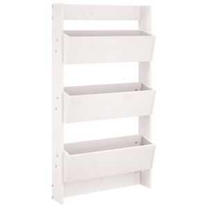 vidaXL Стенни кашпи 3 нива 60x18,5x110 см бели бор масивна дървесина