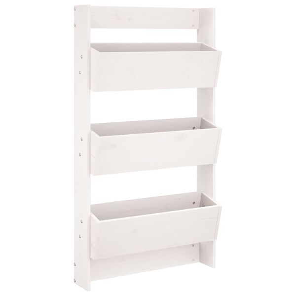 vidaXL Стенни кашпи 3 нива 60x18,5x110 см бели бор масивна дървесина