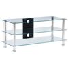vidaXL Поставка за телевизор, прозрачна, 90x40x40 см, закалено стъкло