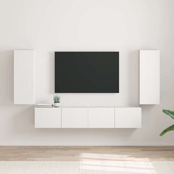vidaXL TV стенен шкаф 2 pcs Бяло 30 x 31 x 80 см Инженерно дърво