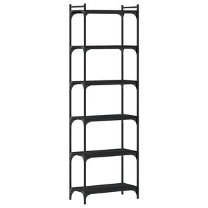 vidaXL Библиотека 6 рафта черна 60x30x188 см инженерно дърво