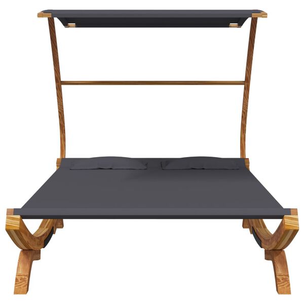vidaXL Лаундж легло с навес 165x203x138 см извито дърво масив антрацит