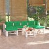 vidaXL Градински палетен лаундж комплект с възглавници, 7 части, бор