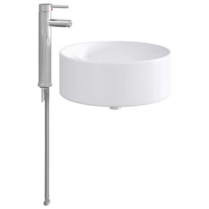 vidaXL Мивка за баня с кран и отвод Хром 40,5 x 40,5 x 15,5 см
