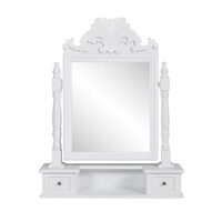 vidaXL Тоалетка с регулируемо правоъгълно огледало, МДФ