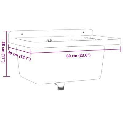 vidaXL Универсална мивка за стенен монтаж, бяла, 60x40x28 см, смола