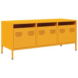 vidaXL ТВ шкаф горчица жълто 101,5x39x43,5 см студеновалцувана стомана