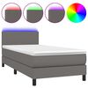 vidaXL Боксспринг легло с матрак и LED сиво 80x200 см изкуствена кожа