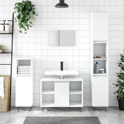 vidaXL Шкаф за баня, бял, 80x33x60 см, инженерно дърво
