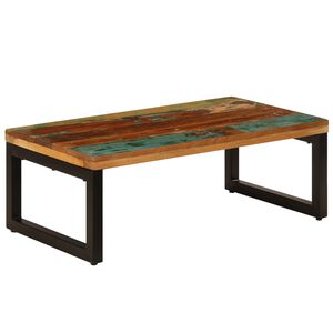 vidaXL Маса за кафе, 100x50x35 см, регенерирано дърво масив и стомана