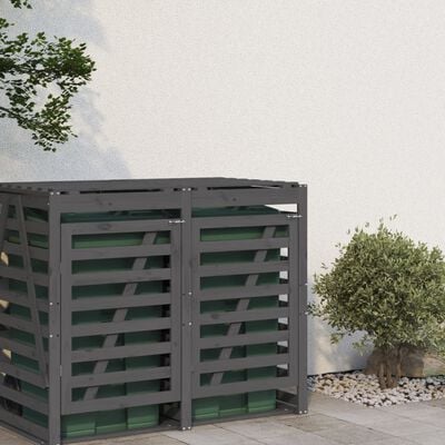 vidaXL Удължение за контейнер за съхранение на кош сив дърво бор масив