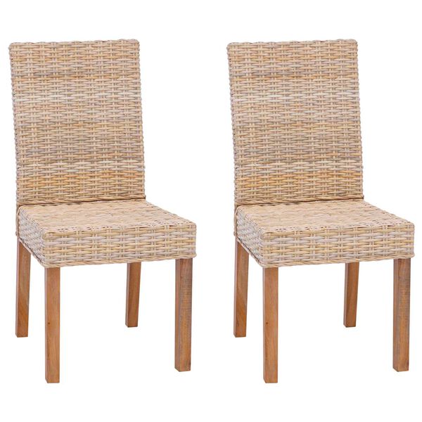vidaXL Трапезен стол 2 pcs Естествен 45 x 54 x 93 см