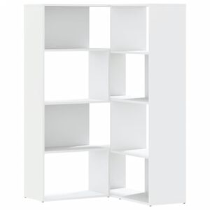 vidaXL Ъглова етажерка 4 нива бял 85x85x140 см инженерно дърво