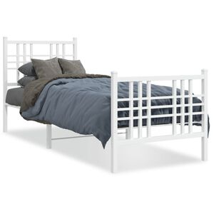 vidaXL Метална рамка за легло с горна и долна табла, бяла, 80x200 см