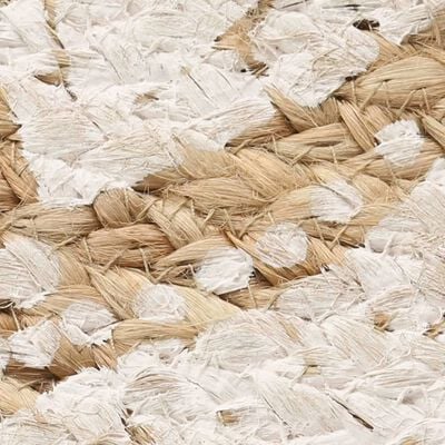 vidaXL Плетен килим юта с принт 240 см кръгъл