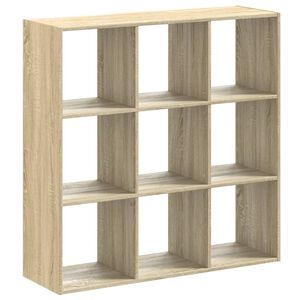 vidaXL Библиотека, сонома дъб, 102x32x102 см, инженерно дърво
