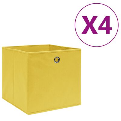 vidaXL Кутии за съхранение 4 бр нетъкан текстил 28x28x28 см жълти