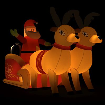 vidaXL Коледна надуваема украса Дядо Коледа и северни елени LED 130 см