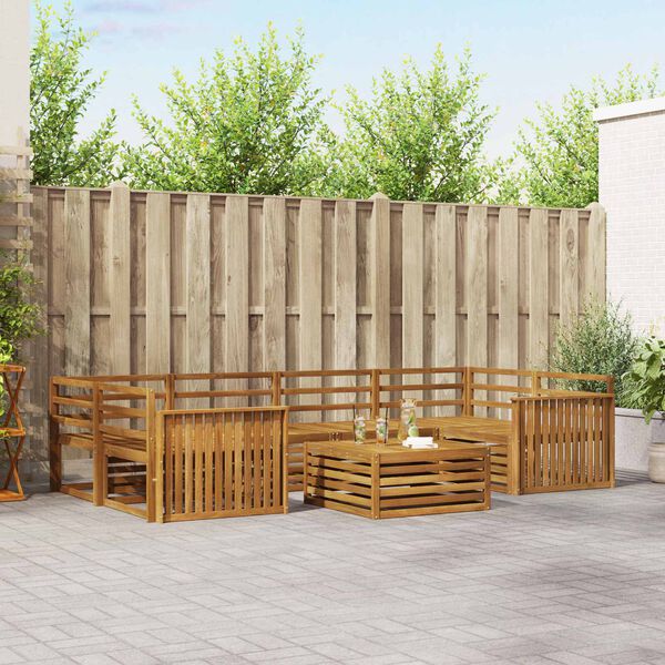 vidaXL Комплект дивани за открито 7 pcs Естествен