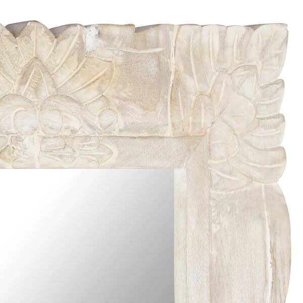 vidaXL Огледало, бяло, 110x50 см, мангово дърво масив