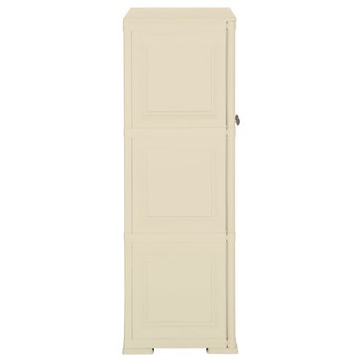 vidaXL Пластмасов шкаф, 79x43x125 см, дървен дизайн, ангорско бяло