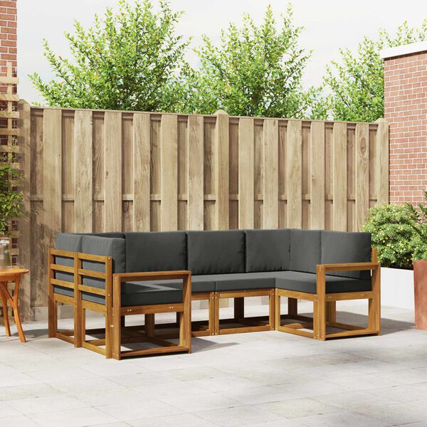 vidaXL Комплект дивани за открито 6 pcs Натурален и Антрацит