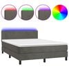 vidaXL Боксспринг легло с матрак и LED, тъмносиво, 140x200 см, кадифе