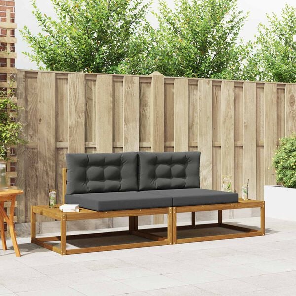 vidaXL Комплект дивани за открито 2 Брой Натурален и Антрацит