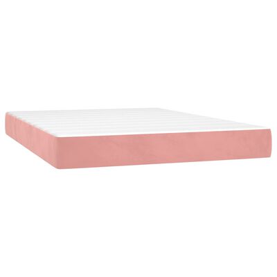 vidaXL Боксспринг легло с матрак, розова, 140x190 см, кадифе